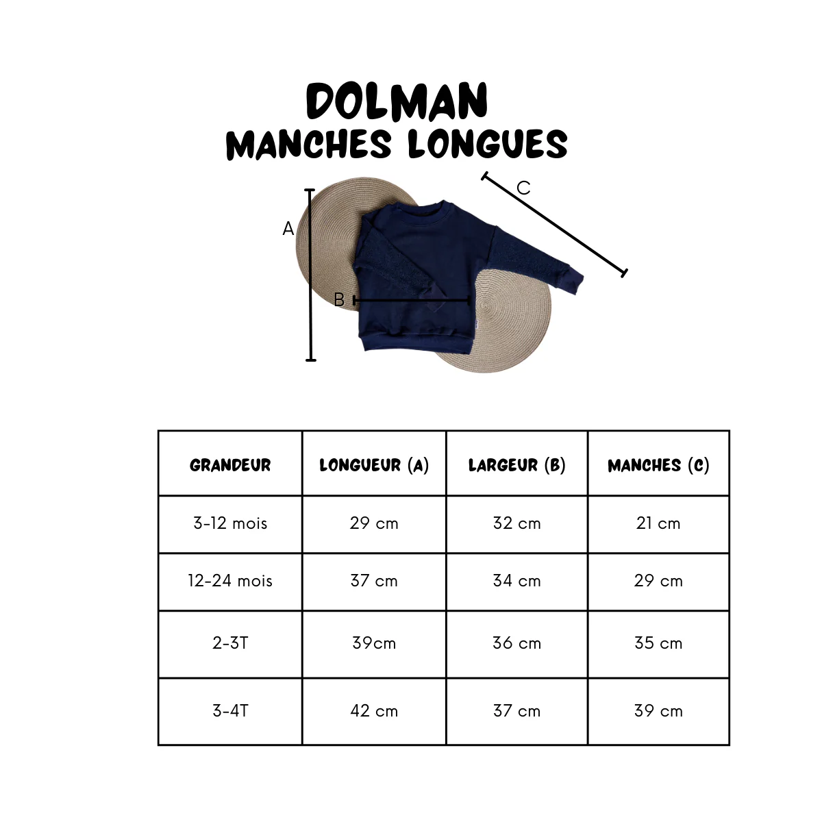 Chandail Dolman à manches longues - Marine – Image 4
