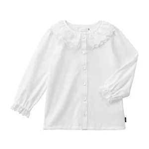 BLOUSE BLANCHE AVEC UN COL CLAUDINE EN DENTELLE