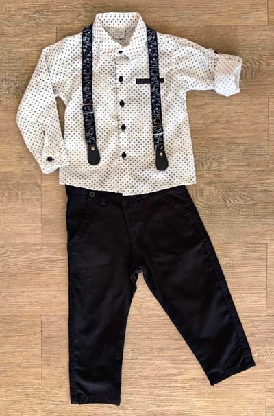 Ensemble cérémonie garçon chemise, pantalon, bretelles dernière taille 1 ans ref 7108 – Image 4