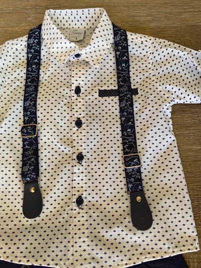 Ensemble cérémonie garçon chemise, pantalon, bretelles dernière taille 1 ans ref 7108 – Image 3