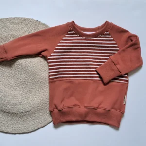 Chandail Raglan - Ligné & Rouge Brique