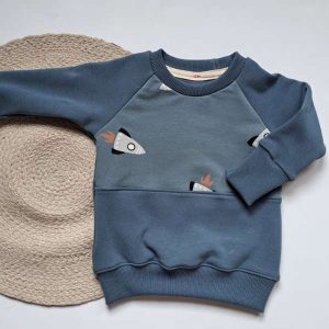 Chandail Raglan - Colorblock Bleu Fusées