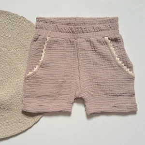 Short à poches - Mousseline Rose - 3T
