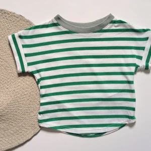 T-Shirt Ample - Ligné vert - 6-12 mois