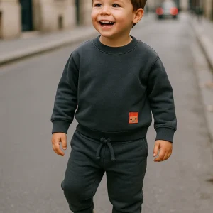 Jogging 2 pièces gris uni 100% coton taille 2 à 5 ans ref 584