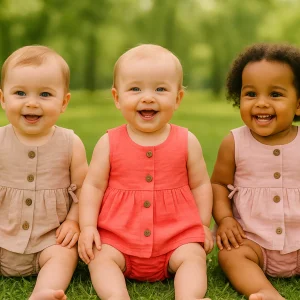 Ensemble bébé fille en gaze de coton ref 4142