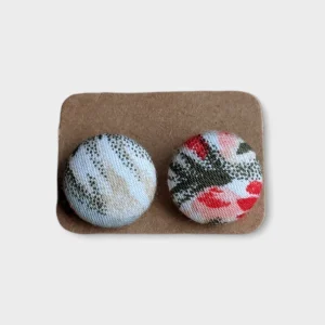 Petites boucles d'oreilles boutons - Fleuri Turquoise
