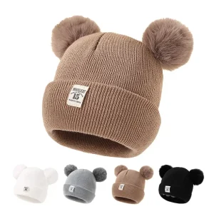 Bonnet Tricoté avec Pompon pour Bébés et Enfants - Chaleur et Style pour l'Automne-Hiver