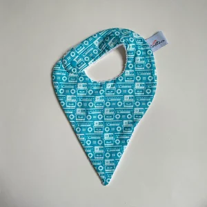 Bavoir bandana en coton bio Ghettoblasters turquoise