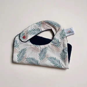 Bavoir en coton bio Feuillage rose