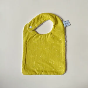Bavoir en coton bio Constellations jaune
