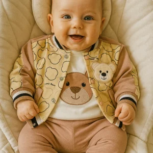 Ensemble garçon "Happy Bear" 3 pièces coton taille de 0-6 mois ref 0508