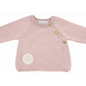 Brassière bébé Didou rose en laine mérinos