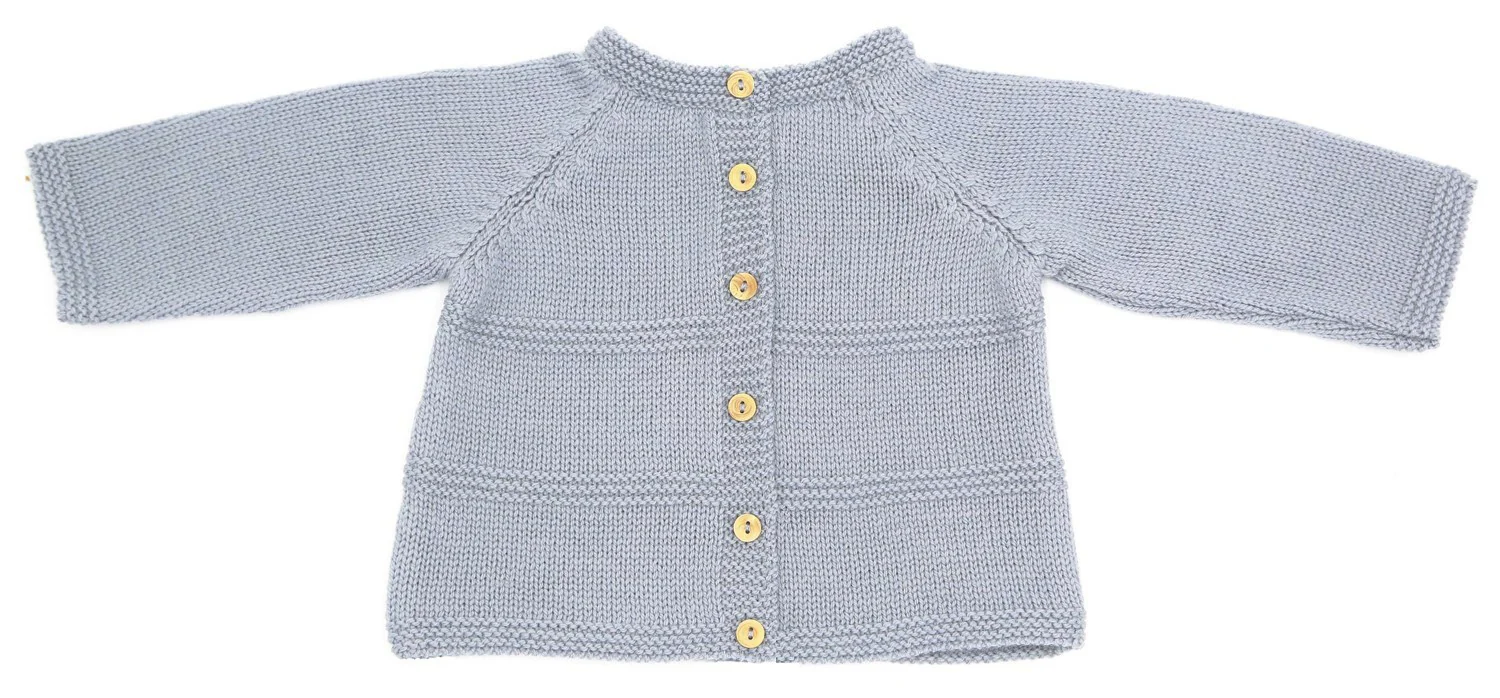 Ensemble Prématuré Petit Chat gris-bleu laine mérinos – Image 3