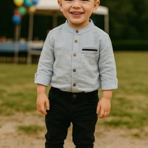 Ensemble garçon chemise col mao et pantalon taille de 1 à 4 ans ref 2692