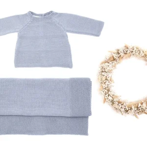 Coffret Amour – brassière et couverture bébé en laine mérinos