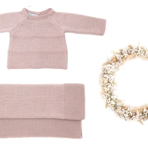 Coffret Amour – brassière et couverture bébé en laine mérinos