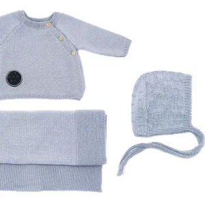 Ensemble naissance Joli Cœur – brassière, couverture et béguin