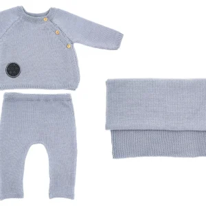 Coffret préma Babychou gris-bleu laine mérinos