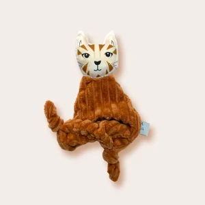 Doudou Chat en velours côtelé camel personnalisable