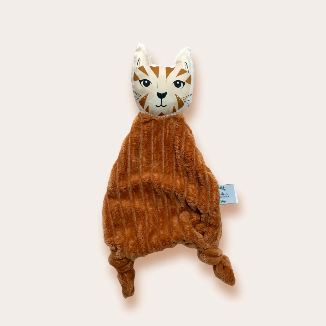 Doudou Chat en velours côtelé camel personnalisable – Image 3