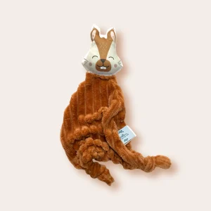 Doudou Écureuil en velours côtelé camel personnalisable