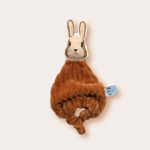 Doudou Lapin en velours côtelé camel personnalisable