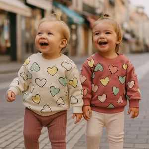 Ensemble bébé fille cœur coton doux et confortable taille de 9 à 24 mois ref 25333