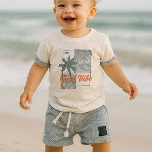 Ensemble bébé "Good Vibe" bleu palmier dernière taille 18 mois ref 8598