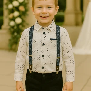 Ensemble cérémonie garçon chemise, pantalon, bretelles dernière taille 1 ans ref 7108