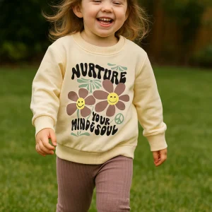 Ensemble fille Pull fleurs & legging vieux rose taille de 2-5 ans ref 10041