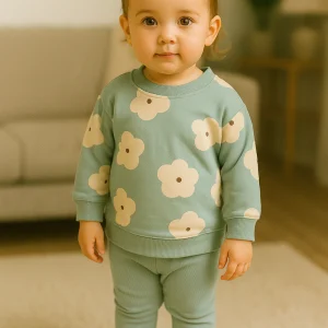 Ensemble sweat & legging fille imprimé fleur – Tailles 2 à 5 ans 9862