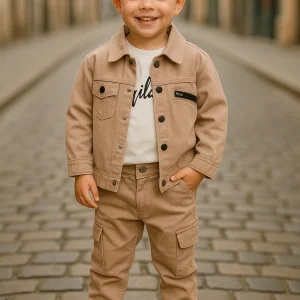 Ensemble garçon cargo 3 pièces coton look urbain taille de 1 à 4 ans ref 3697