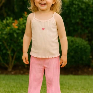 Ensemble fille débardeur coton & pantalon plissé taille de 2 à 5 ans ref 062
