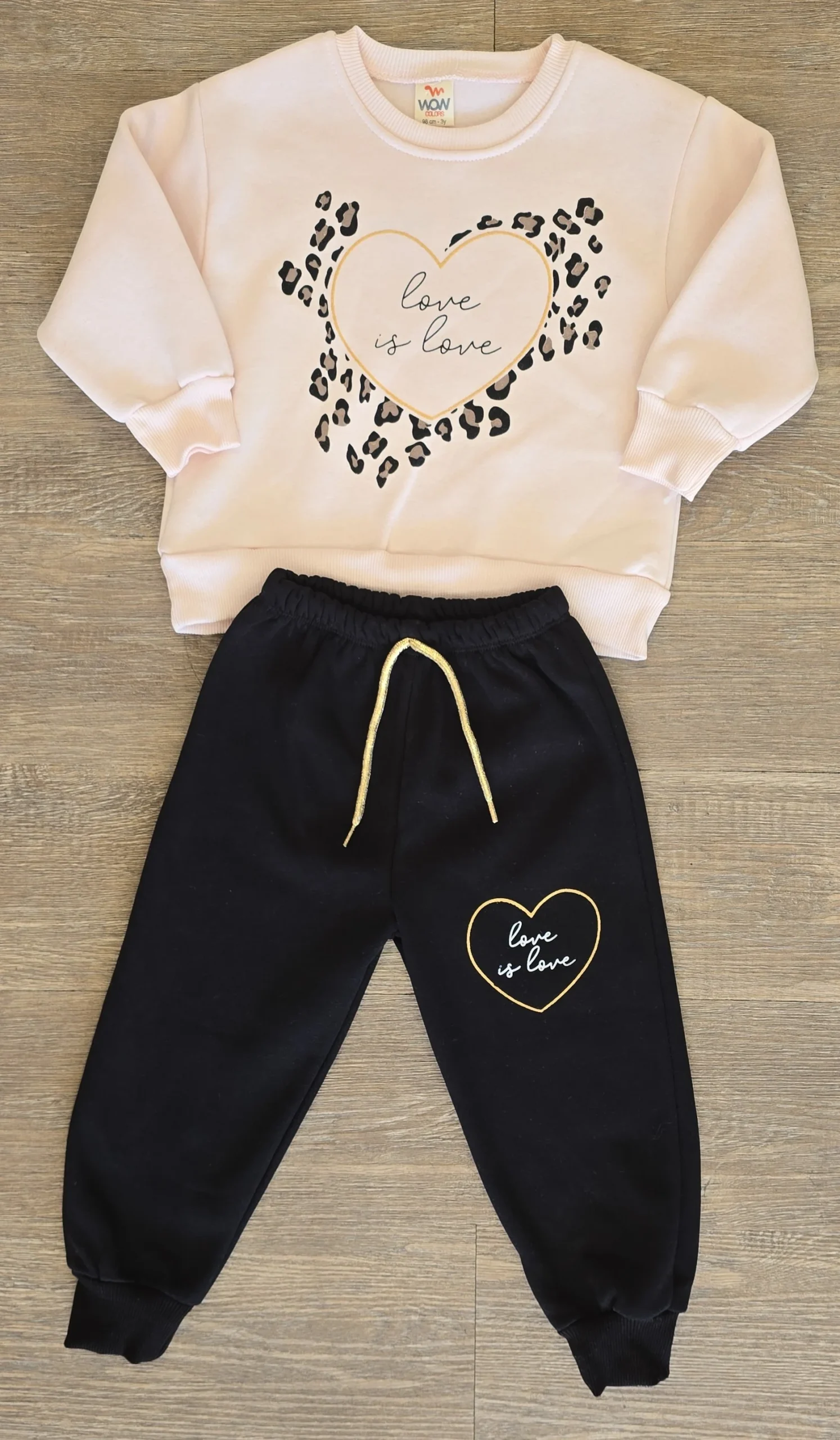 Ensemble de jogging rembourré fille "Love is Love" léopard taille de 1 à 4 ans ref 0748 – Image 3