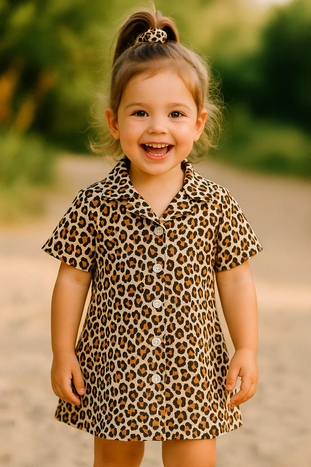 Robe léopard fille avec chouchou taille de 1 à 4 ans ref 7325