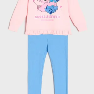 Ensemble fille Stitch & Angel rose et bleu 2 pièces confort dernière taille 5 ans ref 620