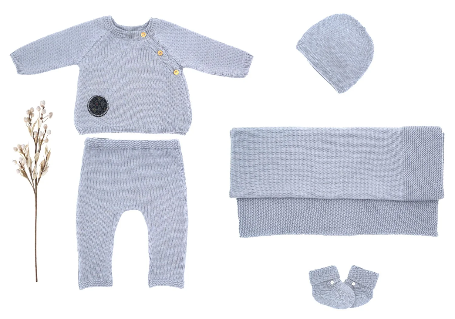 Coffret préma Félicité gris-bleu laine mérinos